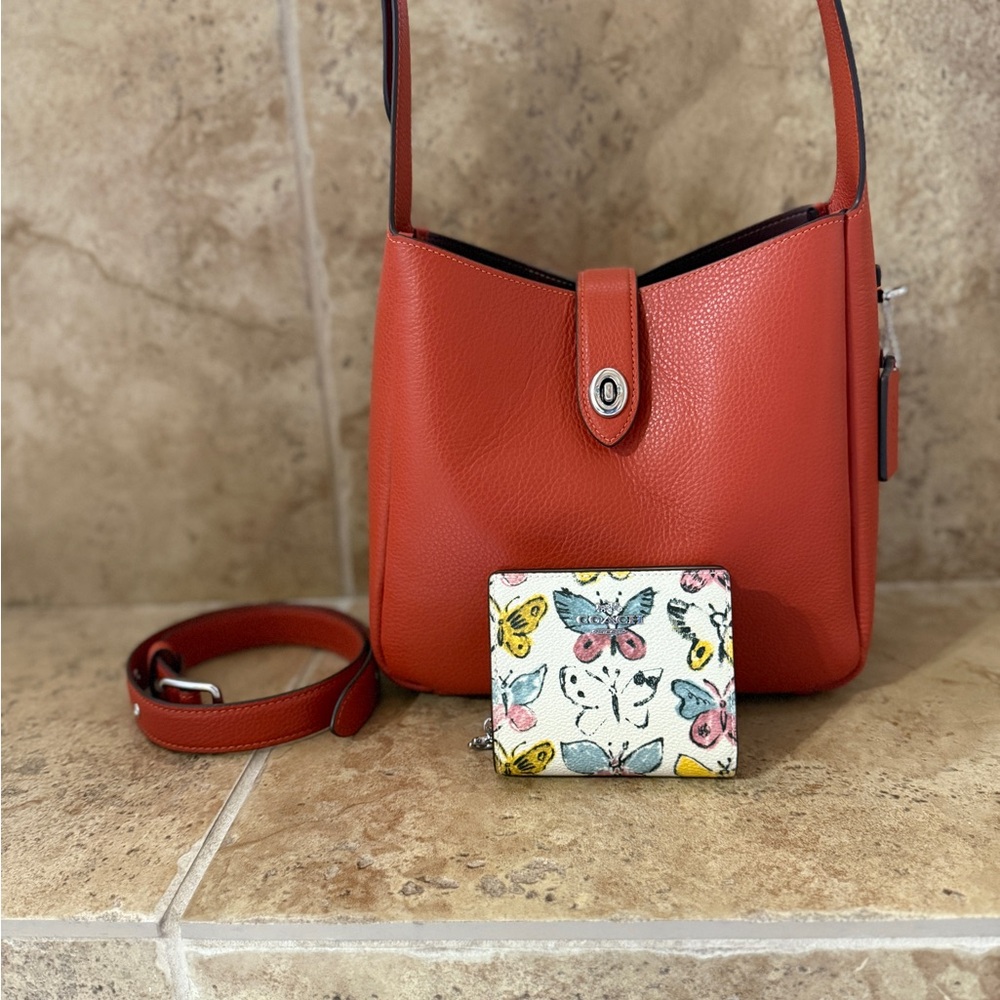 Deep Orange Coach Hadley Convertible Crossbody & Wallet